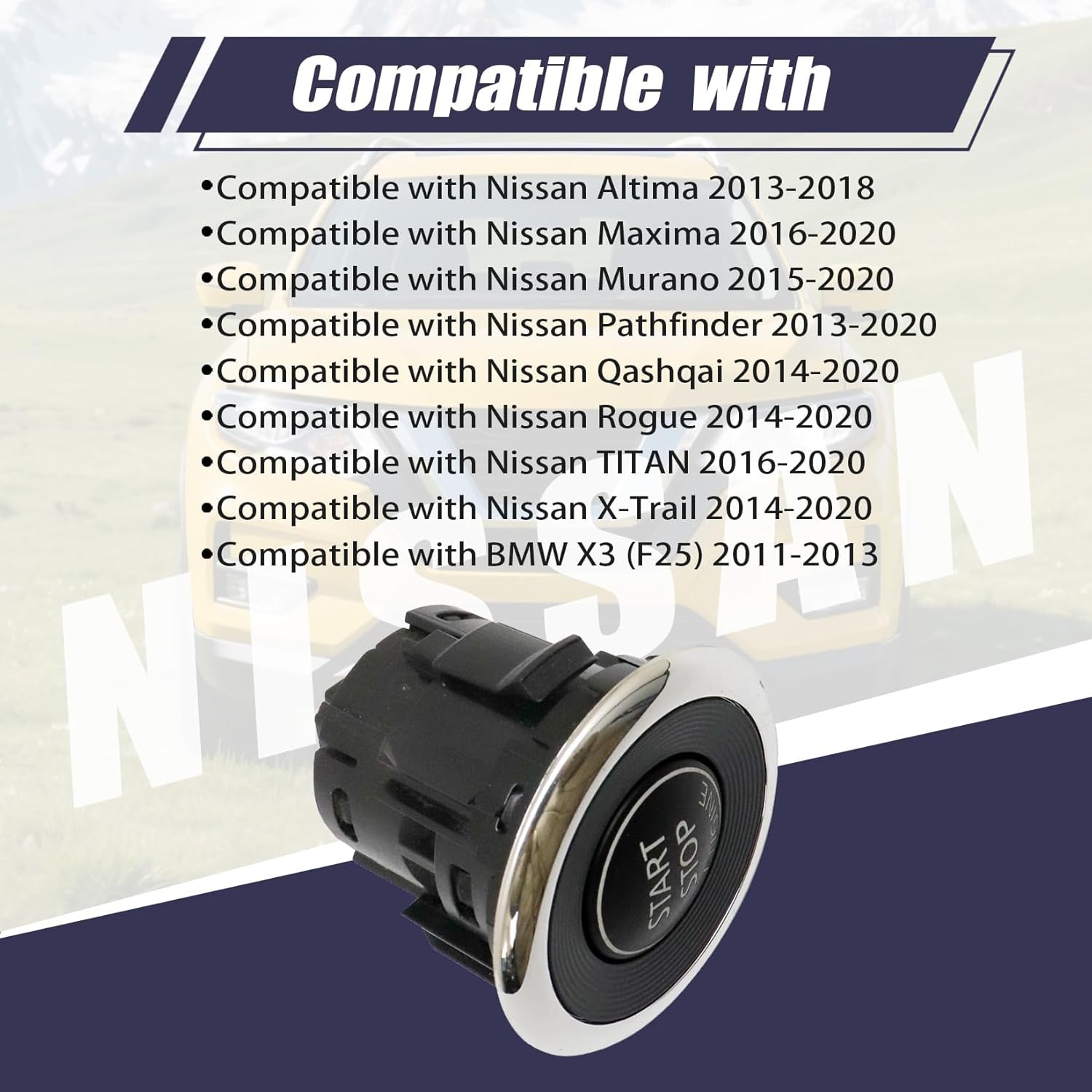 Engine Ignition Start-Stop Switch Button 285903JA0A fit for Nissan Altima Maxima Murano Qashqai Titan Pathfinder Rogue X-Trail 2013-2020 fit for BMW X3 F25 2011-2013 Switch Start-Stop Button