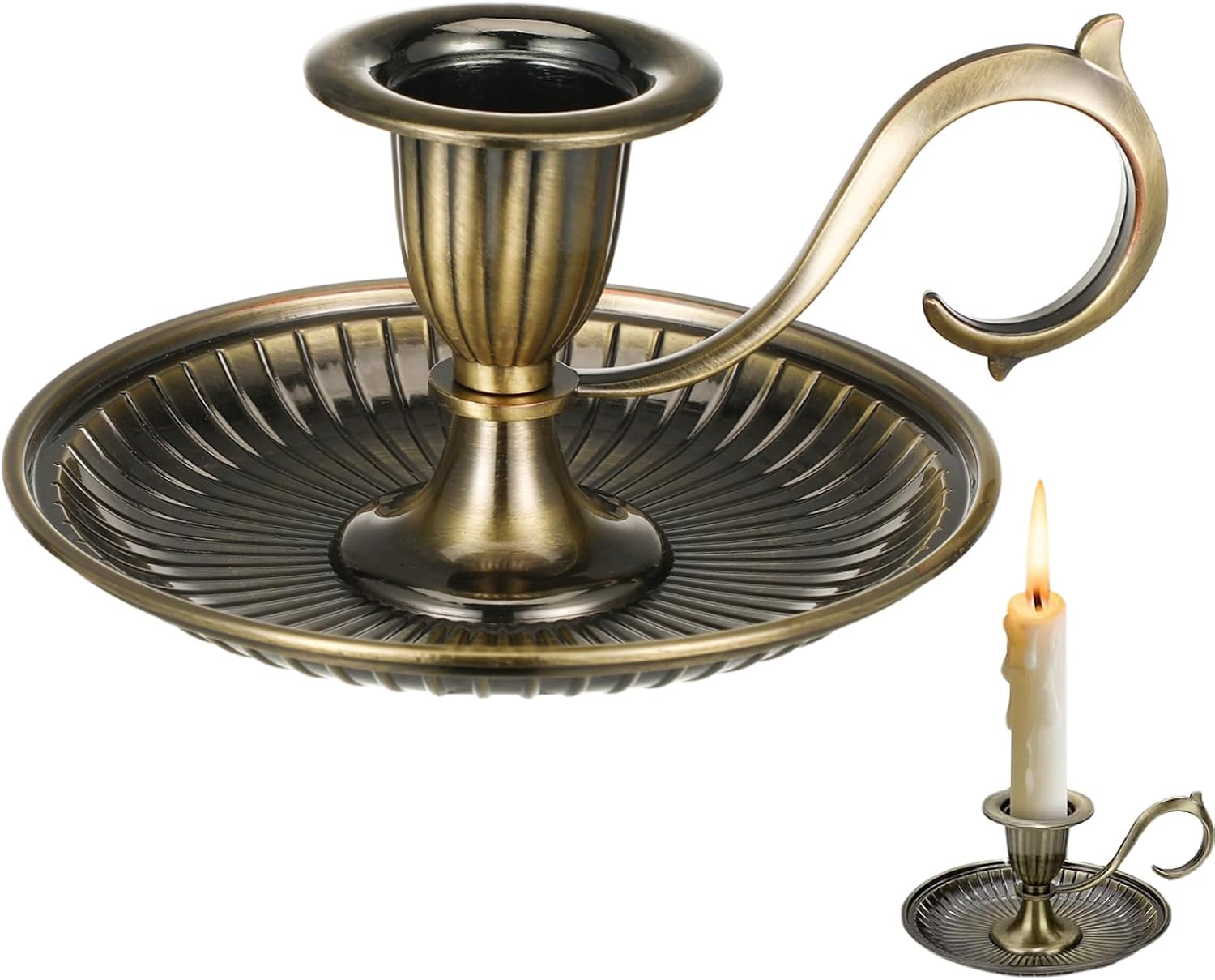 1 Pack Vintage Candle Holder, 2.5in Taper Candlestick with Handle
