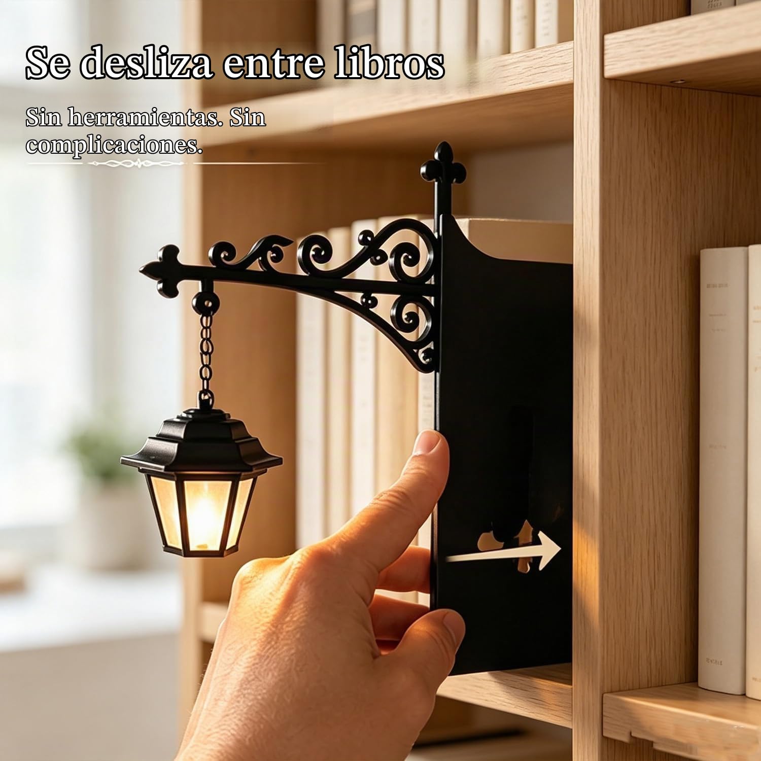 Lámpara de biblioteca - iluminación decorativa para estanterías, lámpara de esquina led antigua para leer, acento para rincón de estudio, juego de 2 luces de estantería para amantes de los libros y
