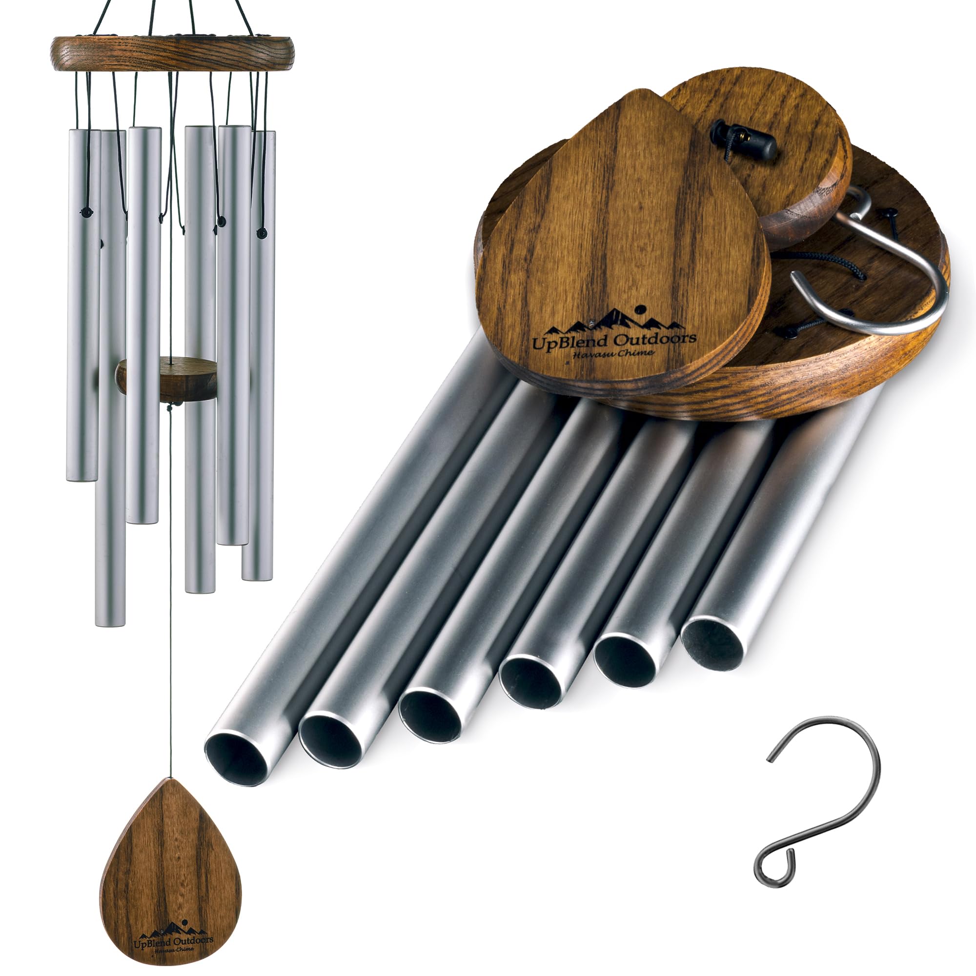 UpBlend Outdoors Wind Chime - The Classic Silver Havasu is 28ââ‚¬Â Total Length - Hand-Tuned and Beautiful as a Gift or for Your Patio, Garden, and Outdoor Home dÃƒ©cor