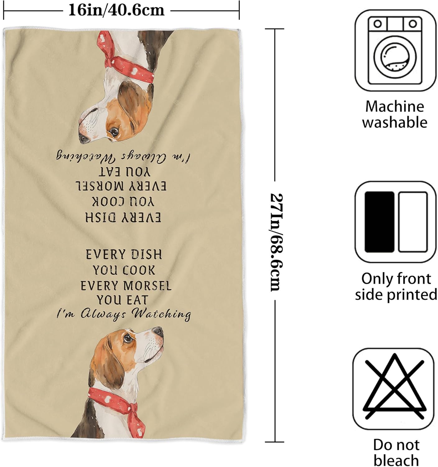 AMM Funny Dog Kitchen Towels Decorative Dish Towels, Dog Mom Gifts for Women Dog Lovers, 16x27 Inch Beagle Dog Dish Cloths Absorbent Soft Microfiber for Kitchen Decor - Image 7