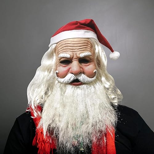 Miniatura 5 de Máscara vieja de barba blanca de Navidad, Santa Claus realista para mujeres, disfraz de Halloween, Navidad, abuela, abuelo, anciana, anciana,