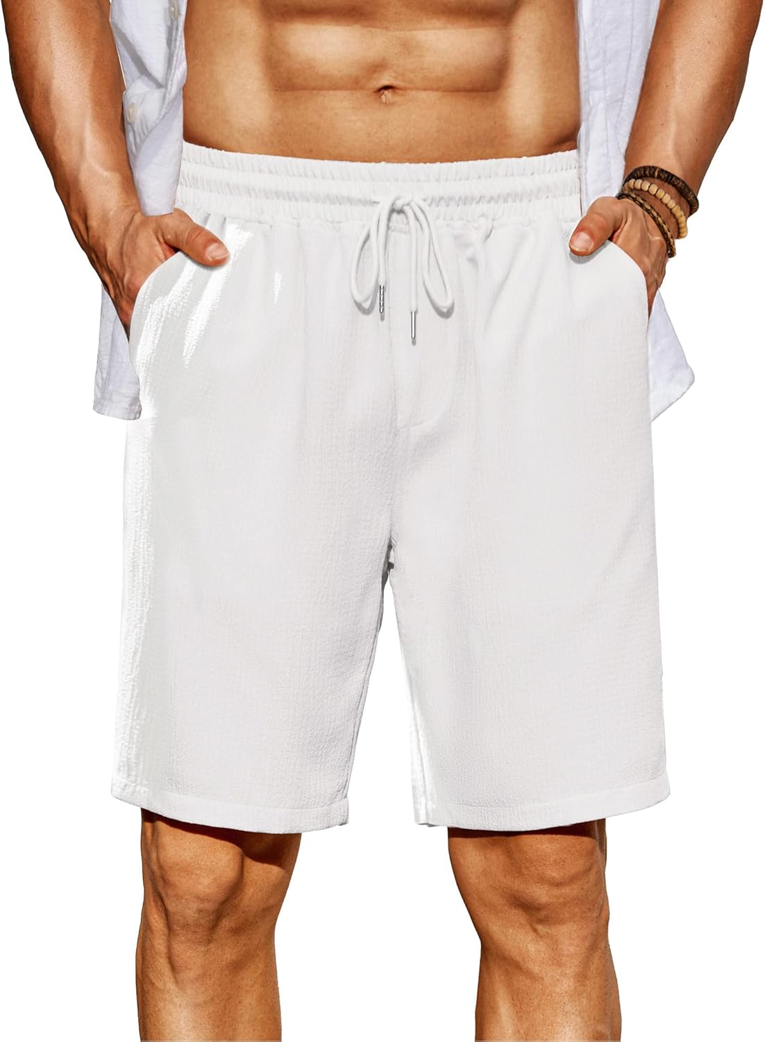 COOFANDY Men's Beach Shorts 9" Elastic Waist Drawstring Shorts Lightweight Regular Fit Casual Summer Shorts