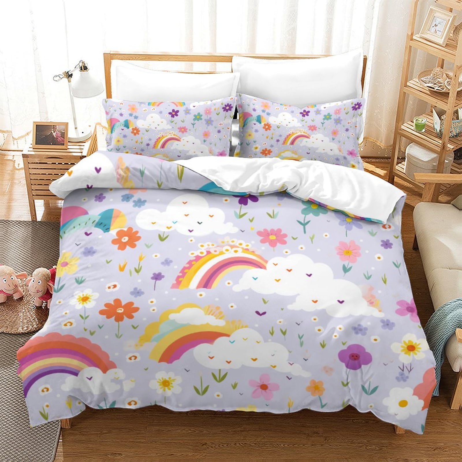 Parure de lit 3pcs microfibre king 220x240cm avec housse de couette imprimée 3D et taies