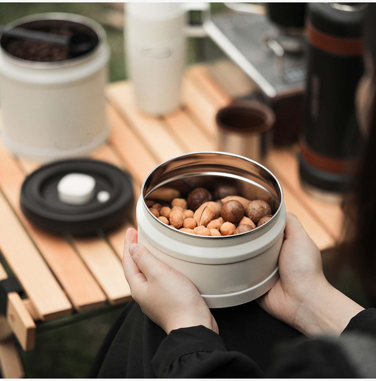 750 Ml Vakuumversiegelter Kanister, Manueller Vakuum-aufbewahrungskanister Aus Edelstahl, Luftdichter Behälter, Luftdichte Aufbewahrung für Kaffeebohnen
