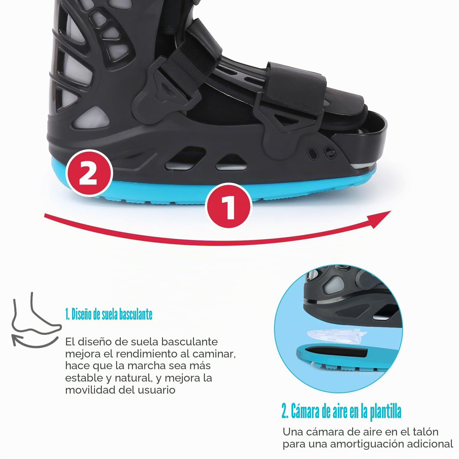 Botas altas para fracturas, inflables, para caminar, con cámara de aire, para esguince de tobillo, recuperación del dolor de pies, fractura de pantorrilla, pie roto, tendinitis de Aquiles