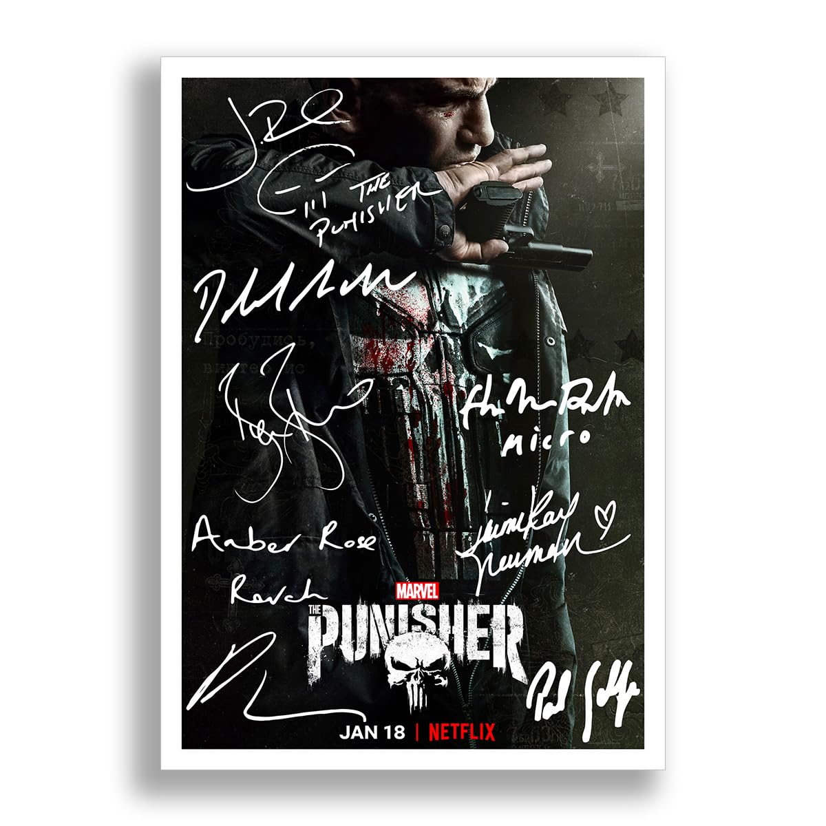 Punisher Cast Signed Autograph Autographed A4 Poster Photo Print Picture TV Marvel Netflix Show Series Season Framed DVD Boxset Memorabilia Gift (POSTER ONLY)