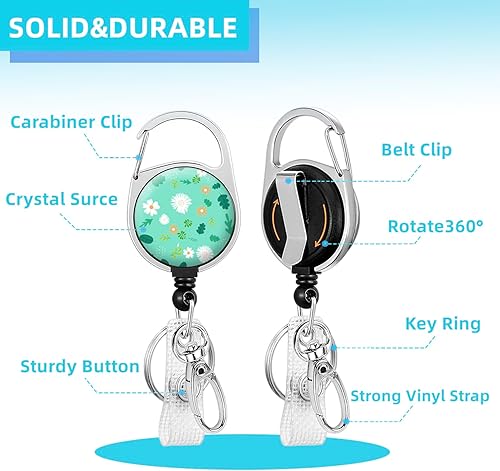 Miniatura 2 de Carretes retráctiles lindos portatarjetas, clip de insignia con llavero retráctil y llavero, cuerda de nailon resistente para tarjetas de