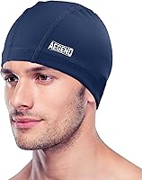 Vista 11 de Aegend Gorro de natación de tela, capa impermeable de silicona, gorra de natación de tela transpirable, mantiene el cabello seco con alta