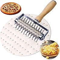 Vista 1 de Stainless Steel Pizza Docker, Pizza Dough Docker with Wooden Handle, Pizza Roller with Spikes, Roller Docker, Pizza Hole Puncher, Dough perforator