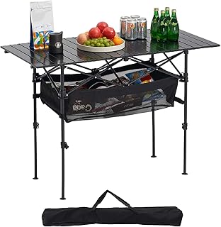VEVOR Folding Camping Table, Portable Roll Up Side Tables, Lightweight A...