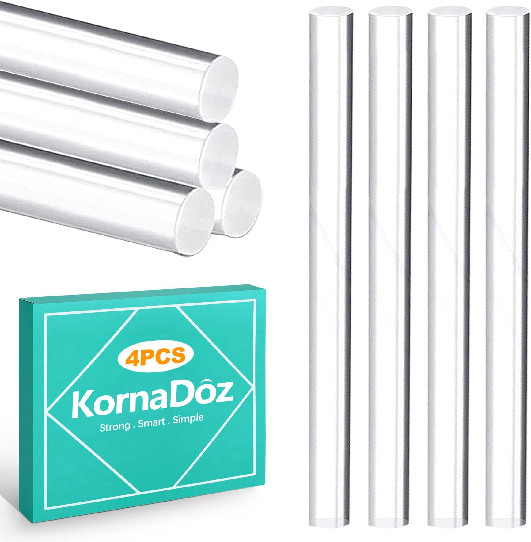 4 Pack 6.3x0.5 Inch Clear Acrylic Rods, Solid Plastic Dowel Sticks, Versatile Acrylic Plant Stakes & Glass-Like Stirring Rods for DIY Crafts, Art Projects, Transparent