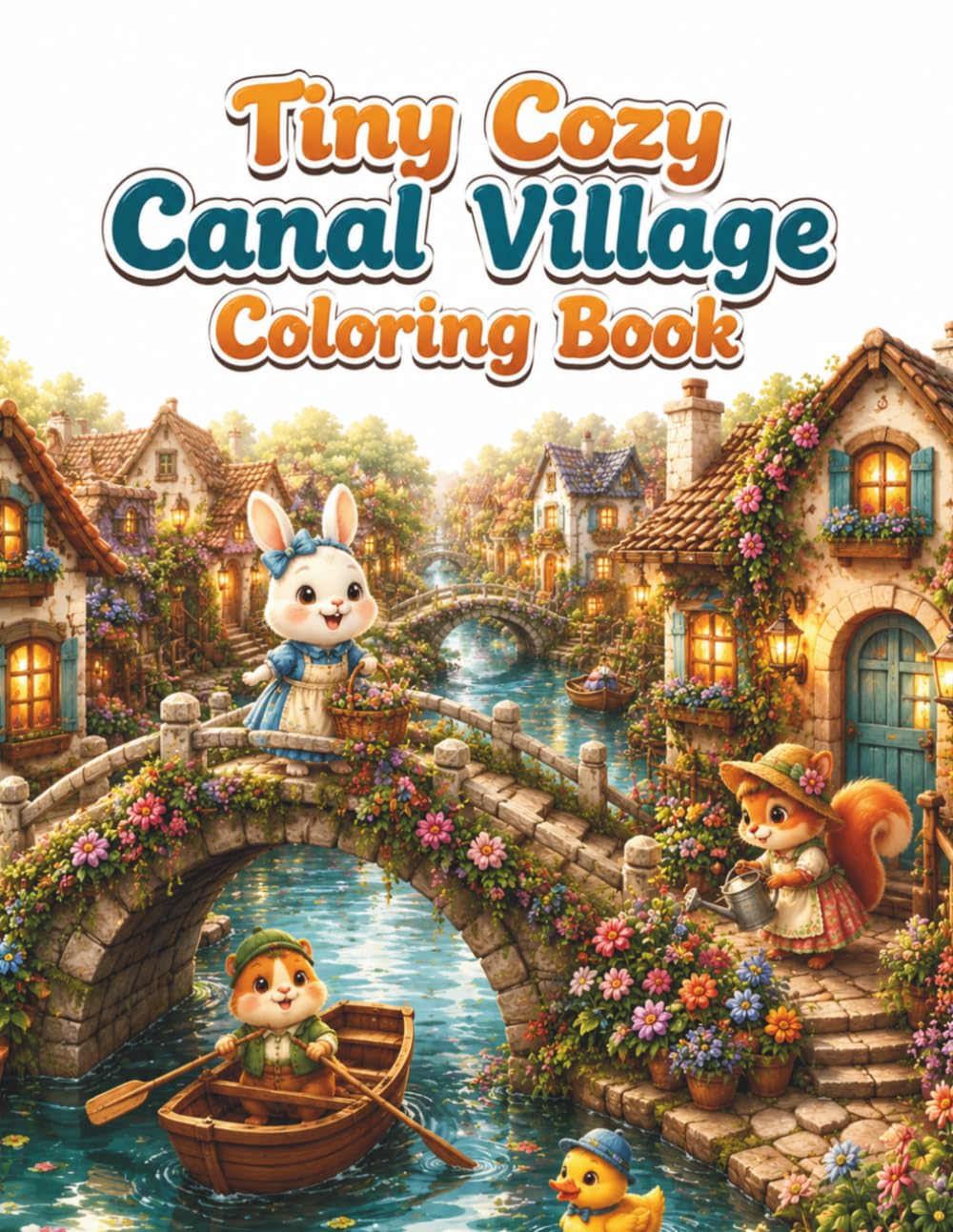 Tiny Cozy Canal Village Coloring Book: Cute and Easy Coloring Pages Featuring Adorable Animal Neighbors, Charming Canal Homes, Little Boats, Stone ... Waterside Scenes for Adults and Teens