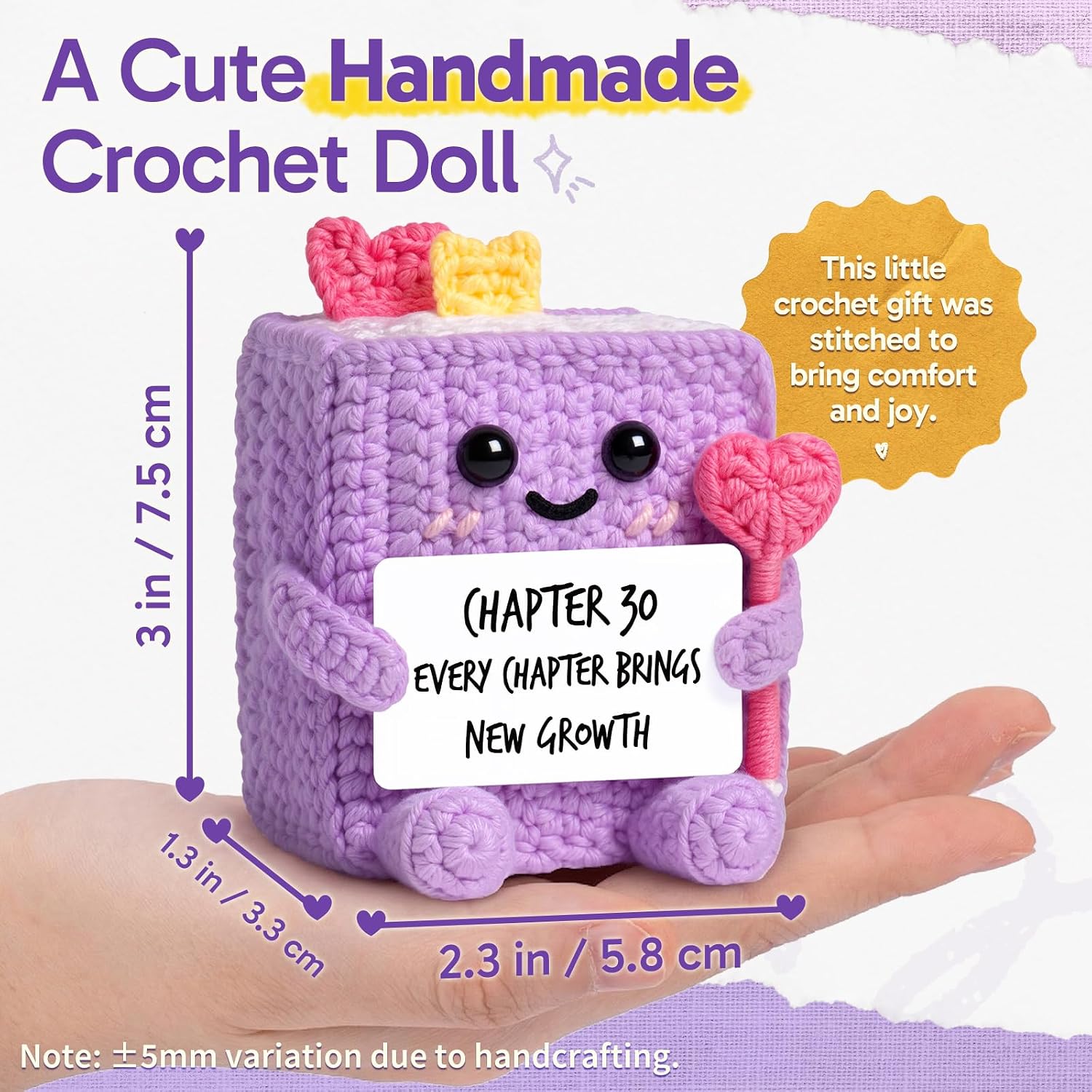 BaubleDazz 30th Birthday Gifts for Women, Her, Positive Book-Shaped Handmade Crochet, 30 Year Old Birthday Decorations, Turning 30 Thirty 1996 Bday Gifts for Friend, Sister, Book Lover, Bookworm