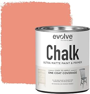 Evolve Chalk Paint – Ultra Matte, One Coat Finish for Furniture, Decor & Crafts | No Sanding or Priming Needed | Fast Drying | For Wood, Metal, Ceramic, Glass, Canvas (Coral Veil, 30 Fl Oz (Pack of 1))