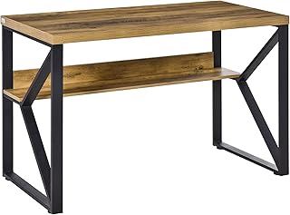 HOMCOM Writing Desk Computer Table Home Office PC Laptop Workstation Storage Shelf Black Brown Wood Effect 120L x 60W x 76H cm
