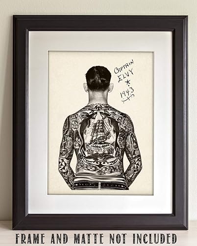 Miniatura 6 de Decoración de tatuajes Hombre tatuado Capitán Elvy Impresión artística sin marco de 11 x 14 pulgadas Decoración perfecta para tienda de