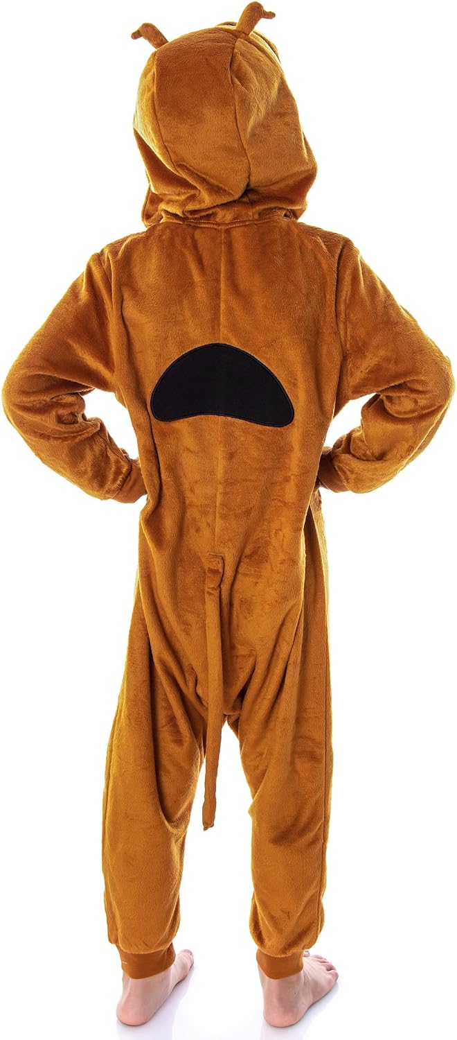 INTIMO Scooby Doo Kids Hooded Character Union Suit Lounge One-Piece Pajama Loungewear Sleepwear For Girls Boys