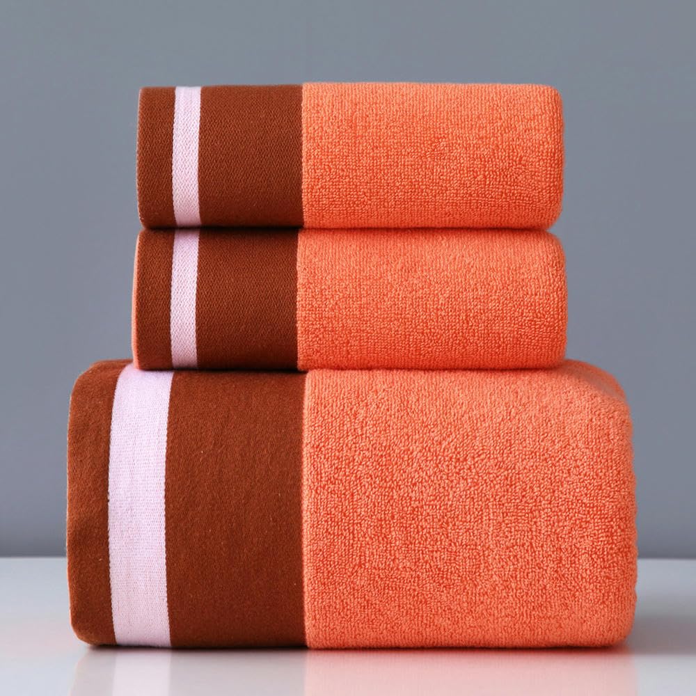 Ensemble de serviettes de bain en coton peigné drap de ménage à rayures de couleur