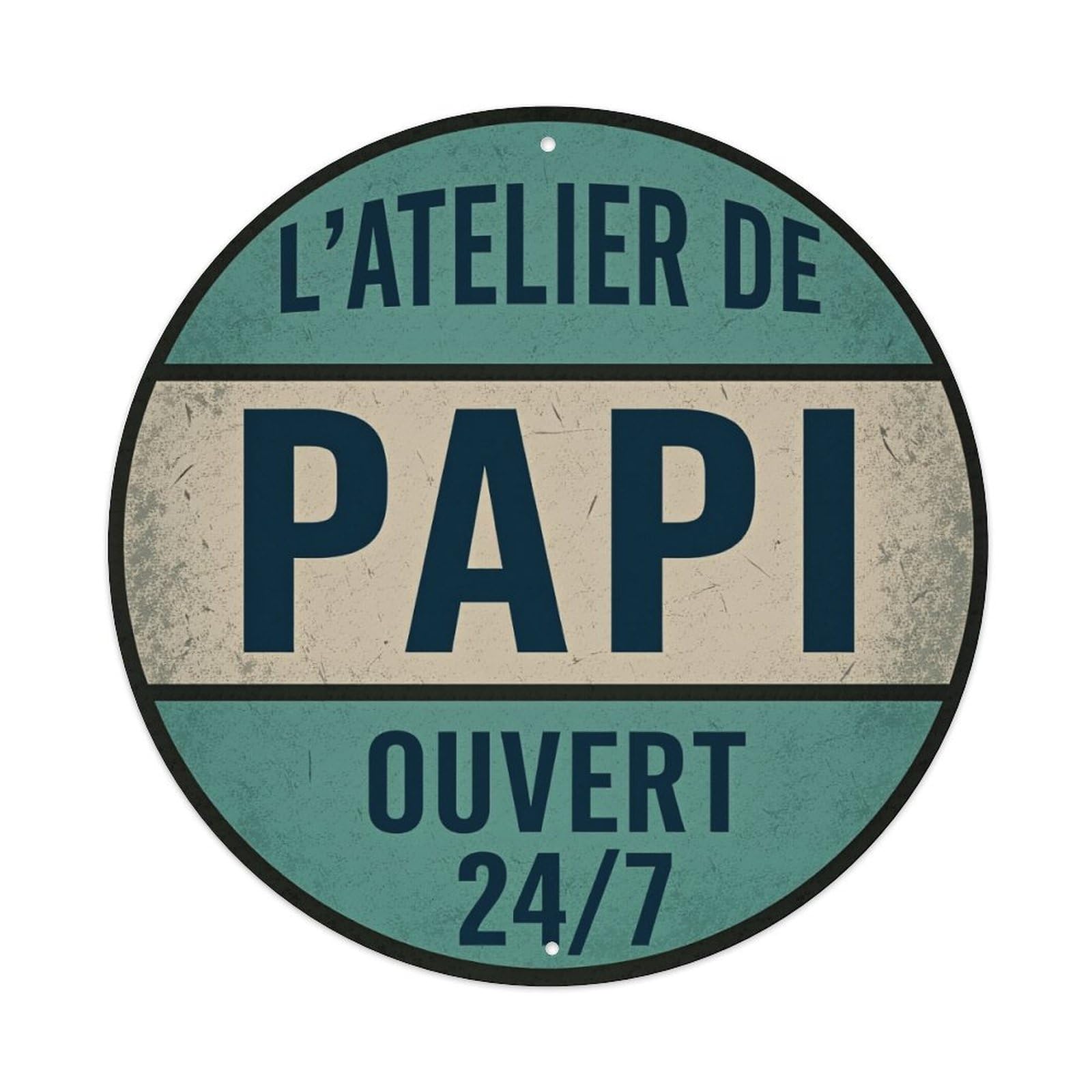 Papi's Workshop Open 24 7 Retro Metal Tin Sign, Vintage Metal Poster for Bar, Home, Man Cave, Kitchen, Laundry Room Art Decor 8x8 Inch