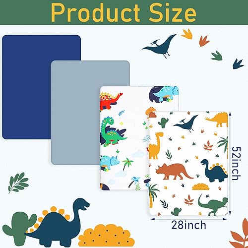 Miniatura 2 de Mixweer Juego de 4 sábanas para cuna para bebé, portátil, cómodas, suaves, transpirables, para regalos de bebé, para el hogar, cuarto del bebé,