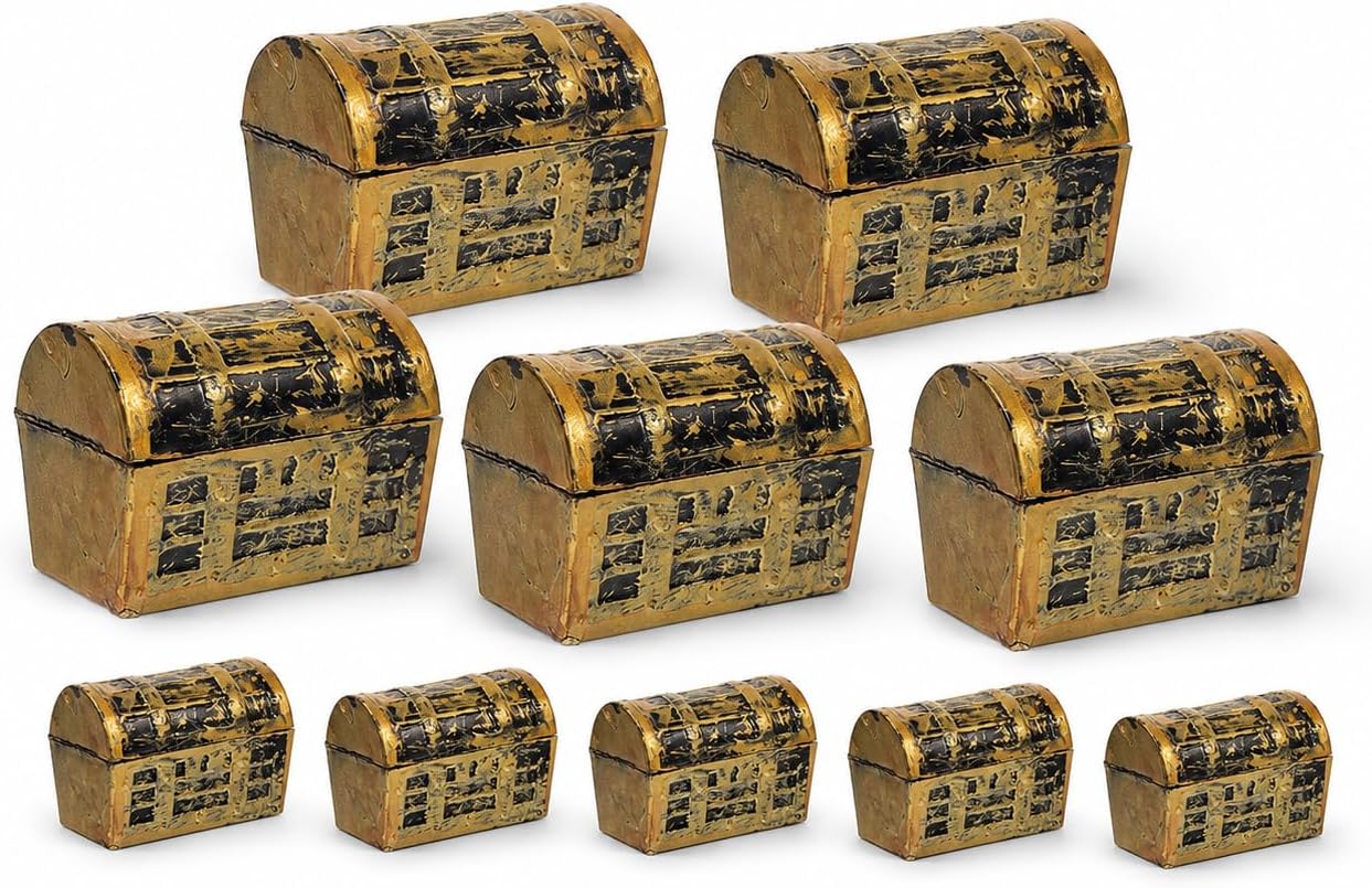 IMIKEYA Mini Pirate Treasure Chests, 10-Piece Two-Size Set