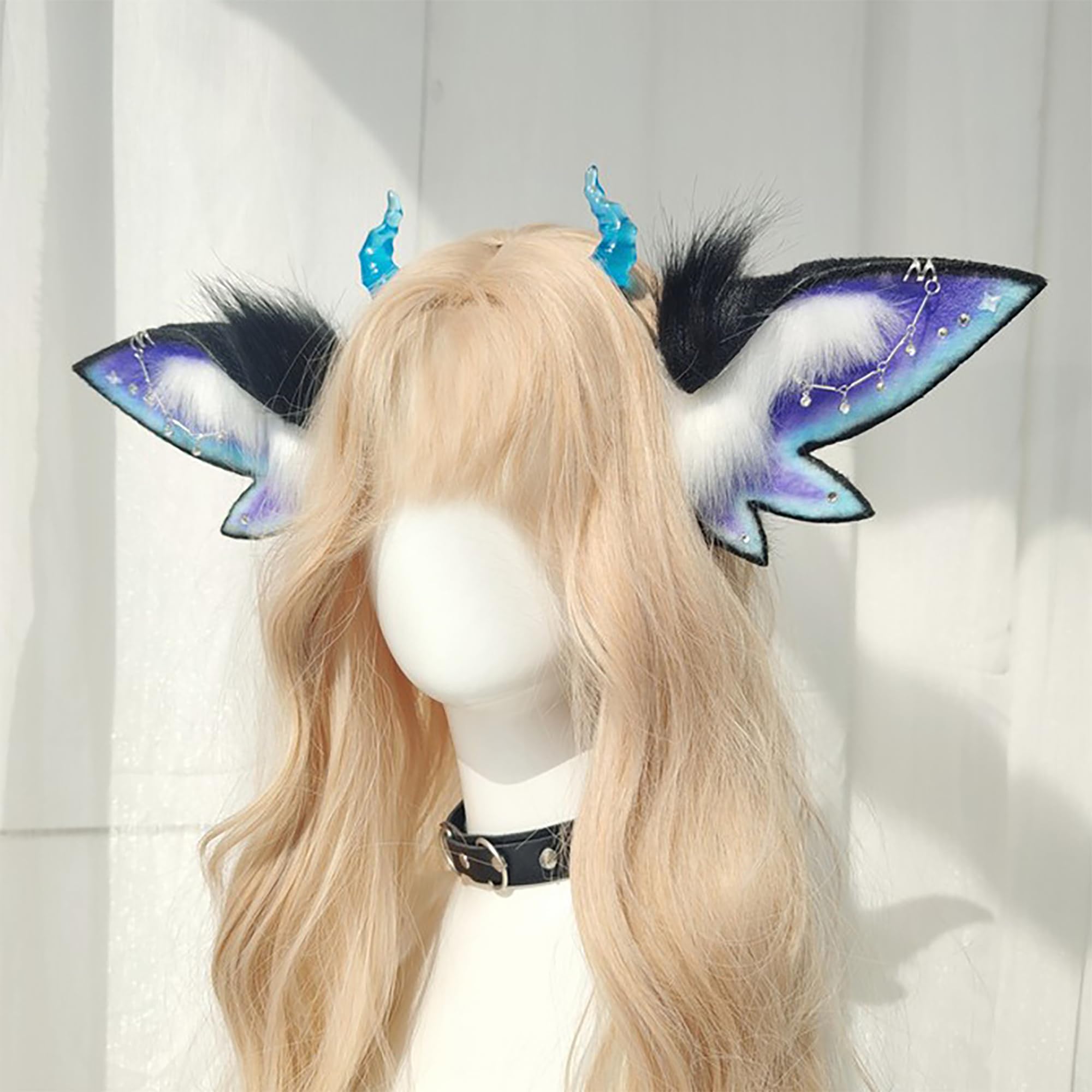 ZFKJERS Realistic Furry Animal Ears Headband Fantasy Creature Ears Cosplay Accessory for Halloween: Butterfly Purple