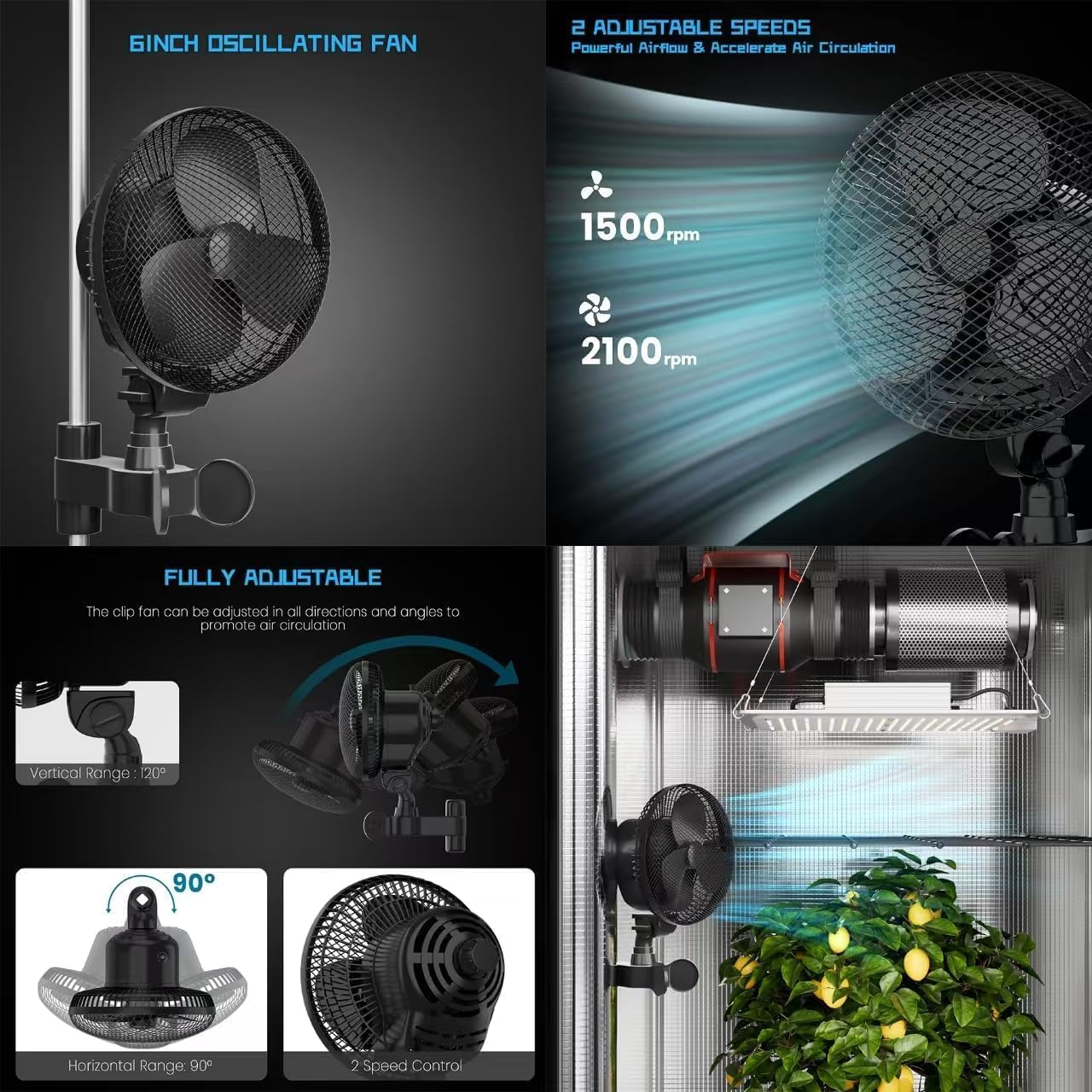 Kit Tente De Culture Complète LED Full Spectrum avec Ventilation Filtre Charbon, Arrosage Auto, Chauffage, Humidificateur & Ventilateur Pince