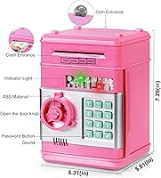 Vista 38 de Refasy - Alcancía electrónica con forma de cajero automático, para billetes y monedas, seguro para niños, regalo genial