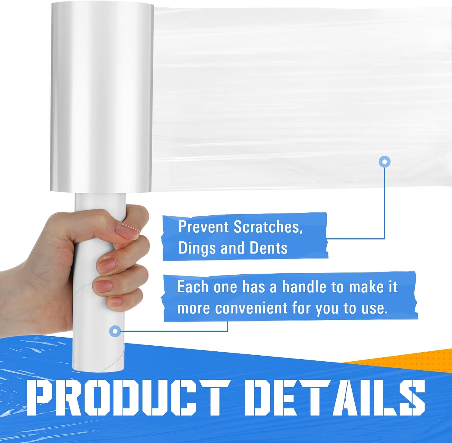 Frienda 12 Pcs 5 Inch Plastic Stretch Wrap Film Roll 500ft Clear Mini Moving Plastic Wrap Roll with Handle 80 Gauge Shrink Wraps Industrial Strength Shrink Film for Moving, Packing, Self Adhering