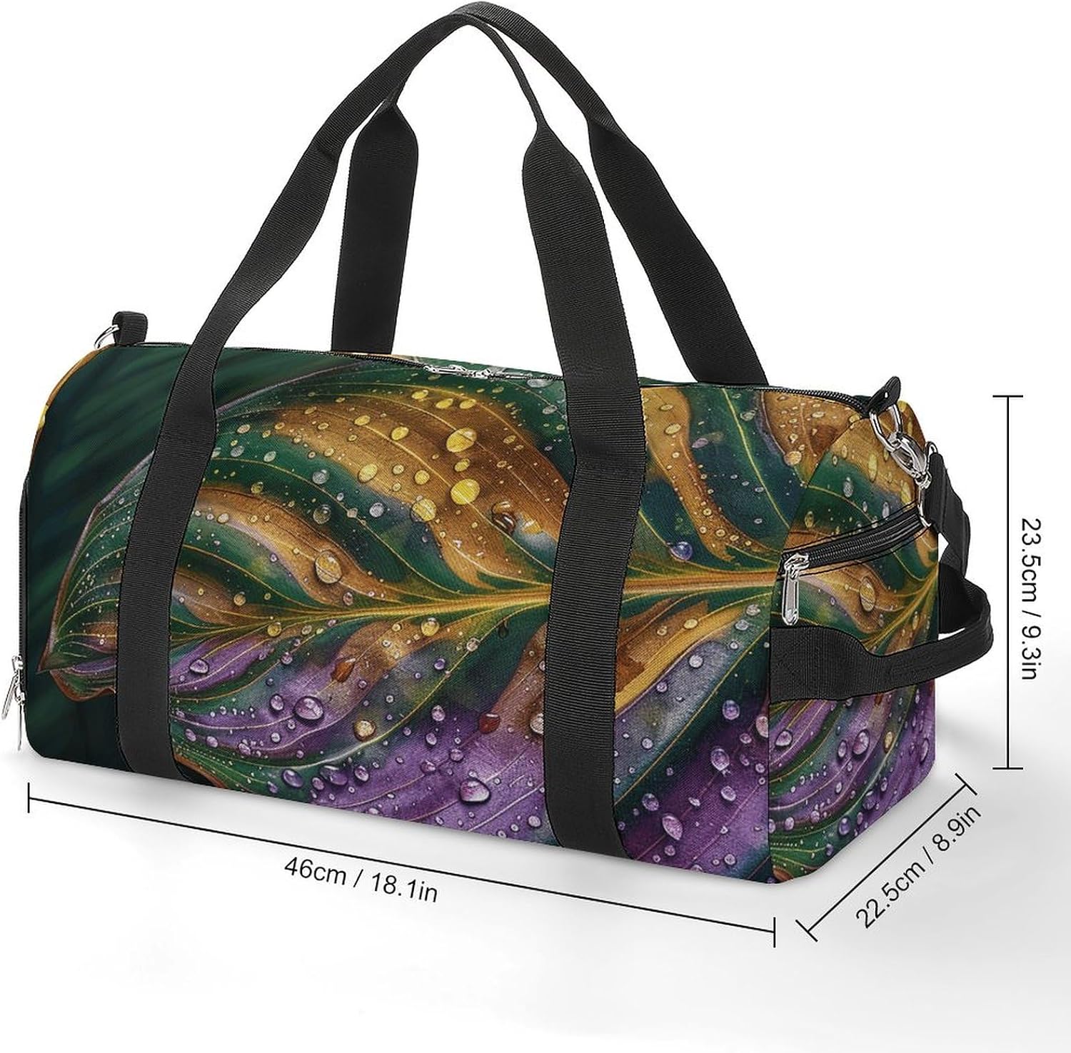 Texture of Green Leaves Barrel Gym Bags for Men And Women, Duffle Bag for Travel Sports Bag Camping Weekend Carry on Overnight Duffel Bag with Shoulder Strap