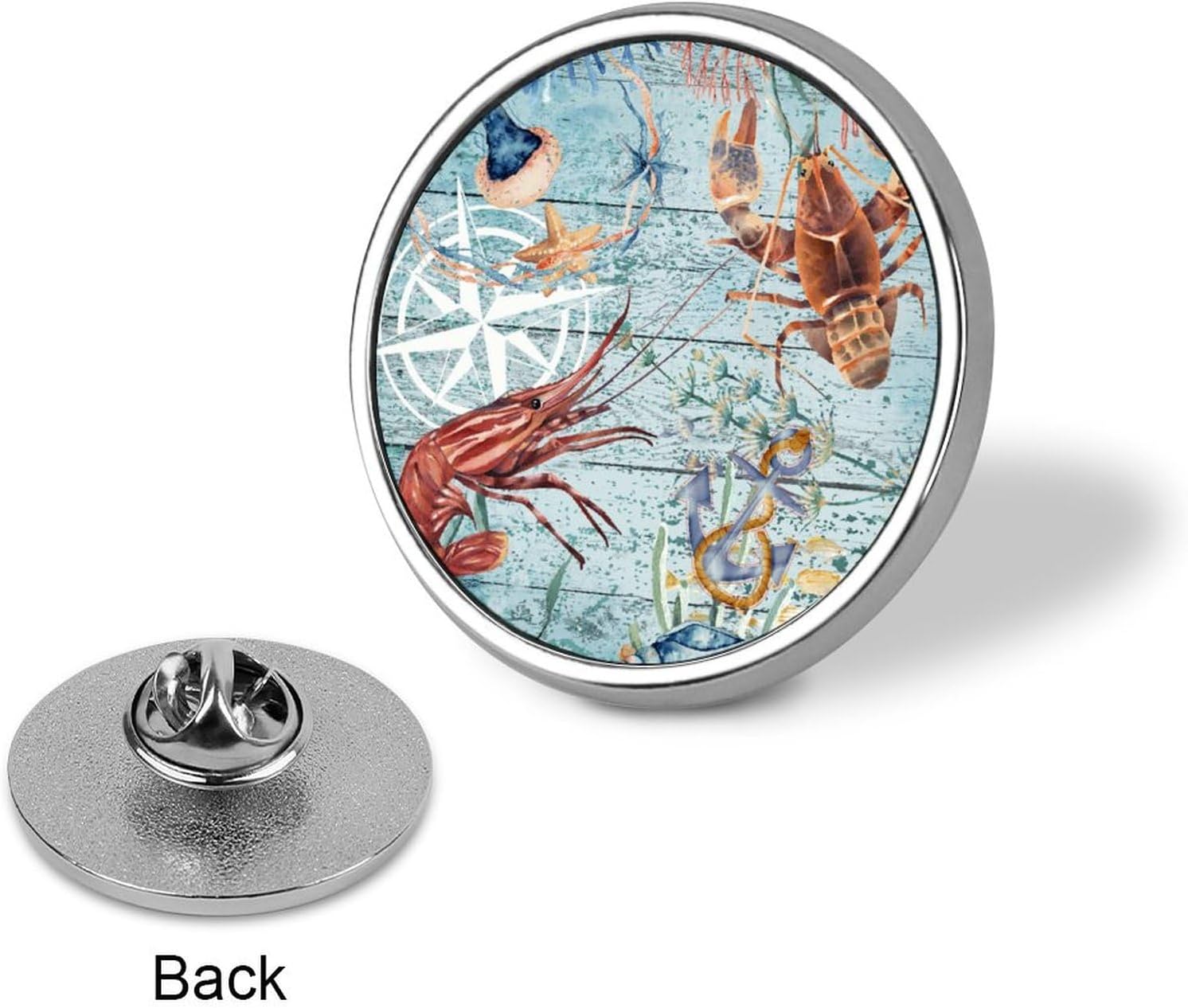 Enamel Pins Pieces Lobster Shrimp Jellyfish Pins Sea Theme Buttons For Jeans Ocean Park Backpack Pins Mediterranean Style Nautical Theme Ocean Sea Life Backpack Pins For Men Women Cloth Hat