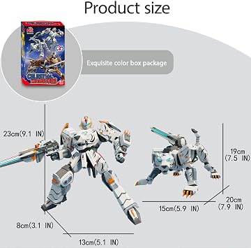 White Tiger Warrior Transform into Robot Toy,Sagacious Animal Transforming Robot Action Figure, 10-inch Deformation Robot Figures, Disassembly Toys for Boys & Girls Age 6+(White-Black)