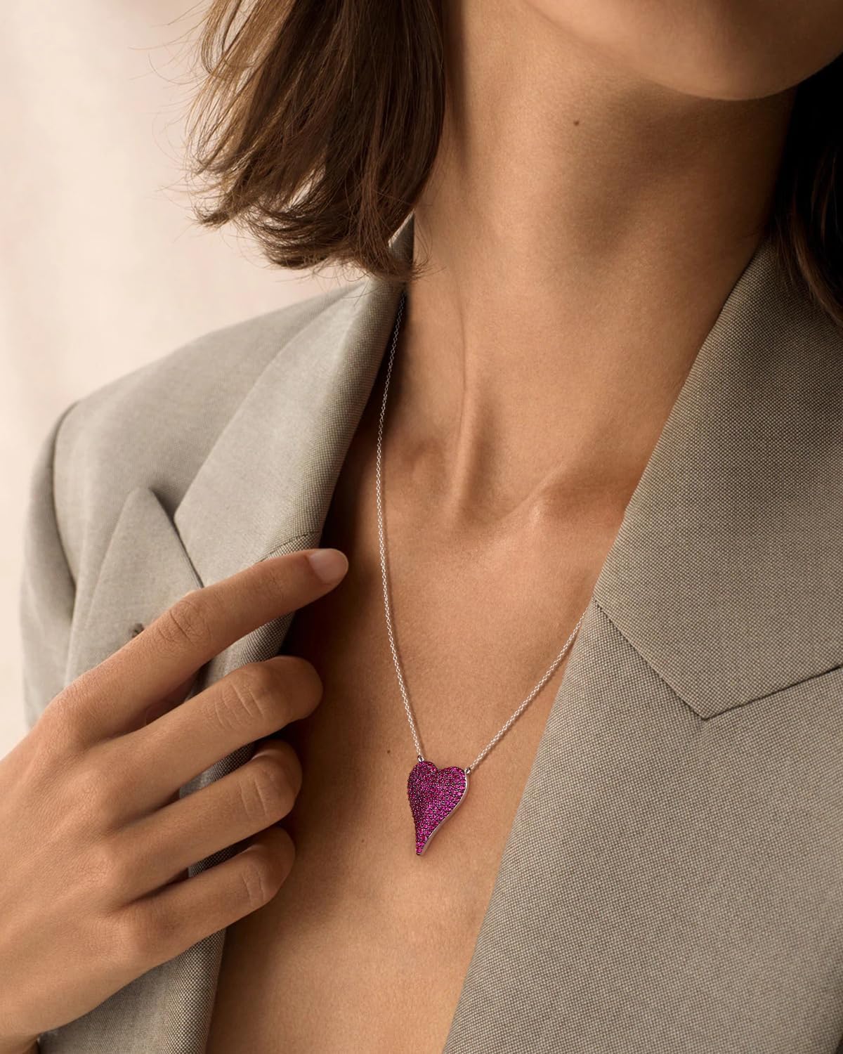 14K Gold Plated /925 Sterling Silver 18 Inch Pave Round Disc/Heart Pendant Necklace... - Image 2