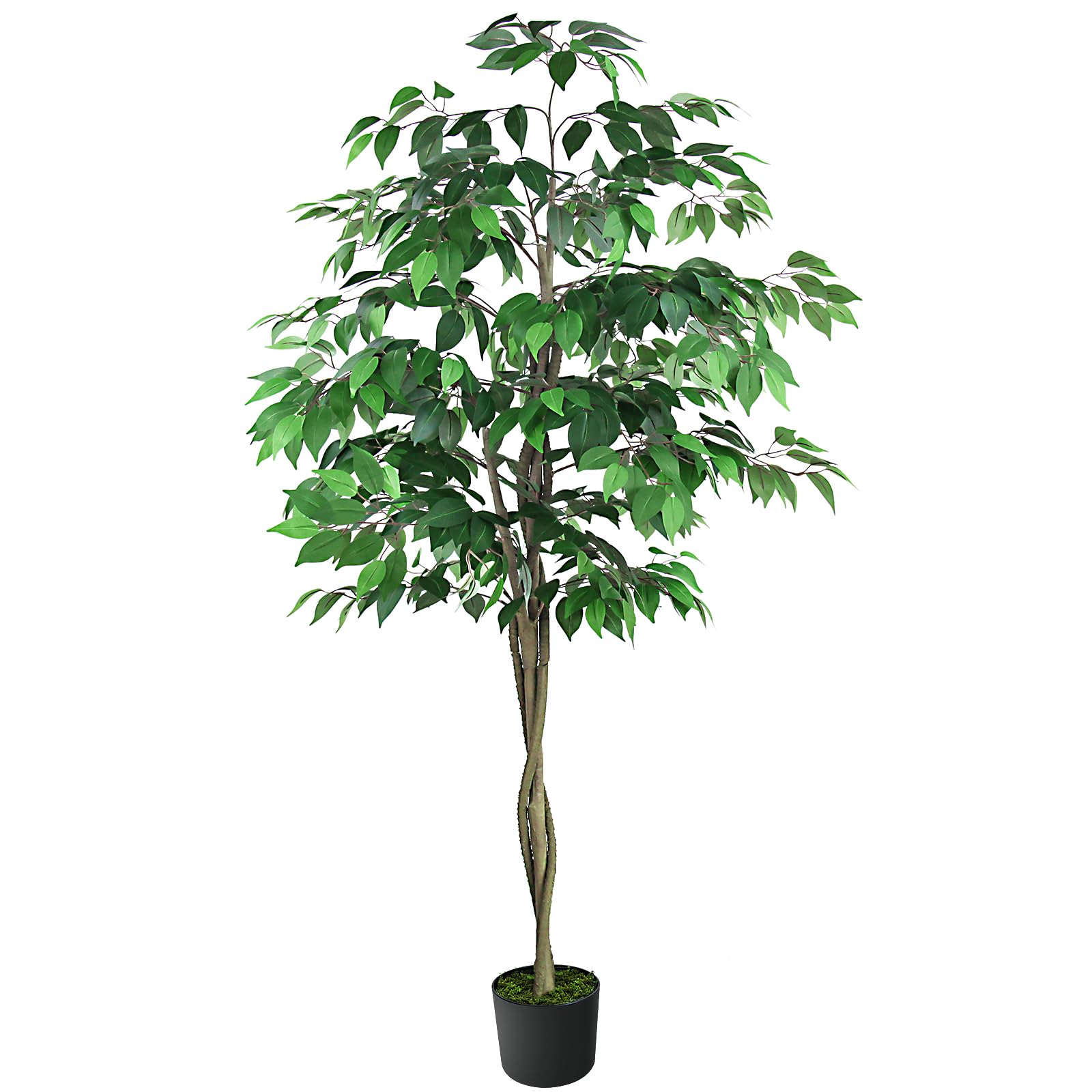 Chantoo 6ft Ficus Artificial Trees Indoor Artificial Ficus Tree with Natural Wood Trunk Plastic Nursery Pot, Fake Plant for Office House Farmhouse Living Room Home Decor (Indoor/Outdoor)
