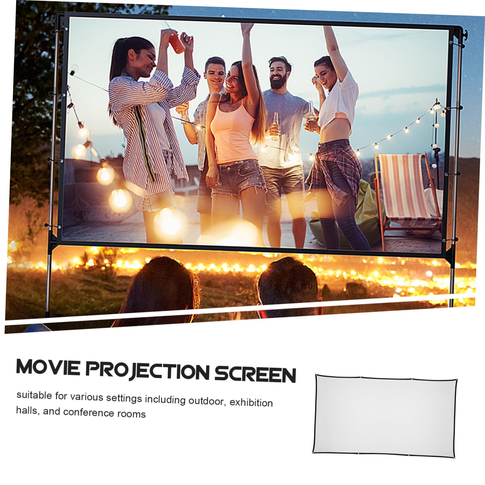 TEHAUX Schermo per Proiettore Pieghevole Bianco Adatto per Uso Interno ed Esterno Schermo di Proiezione per Cinema da Campeggio per Home Theater