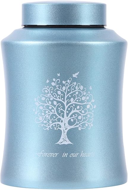 Urn for human ashes Adult,Cremation Urns for Ashes Male Female,Medium urn for human ashes for Dad Mom,Funeral urn Burial urn (Blue)