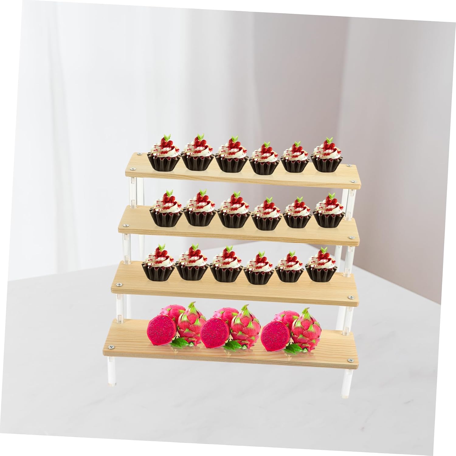 ULTECHNOVO Handicraft Organizing Display Rack Cake Stand 30cm Wide 4 Tier Acrylic Stands for Toys