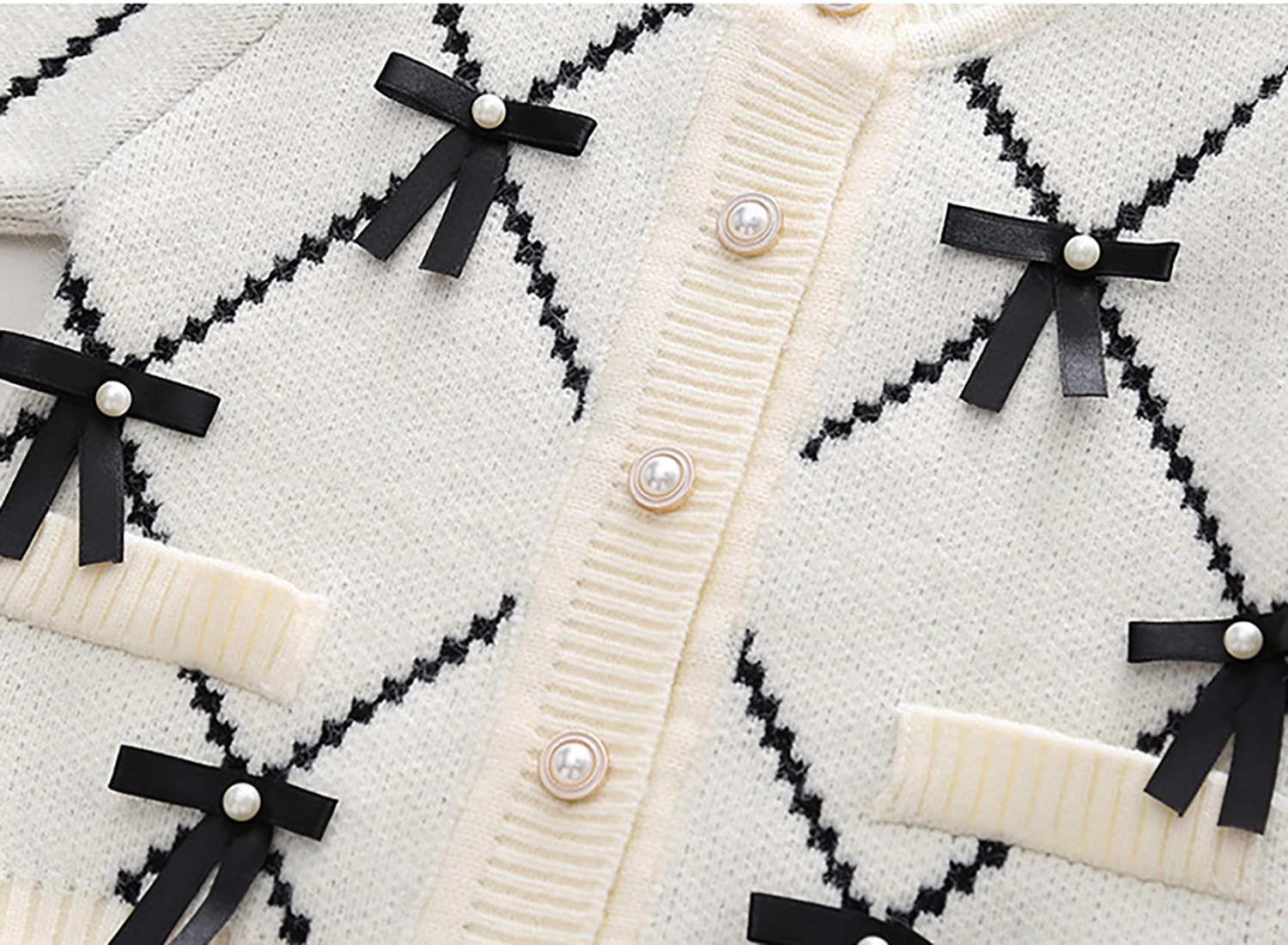 Suéter de punto con botones para niñas pequeñas, con lazo, talla 2-7T