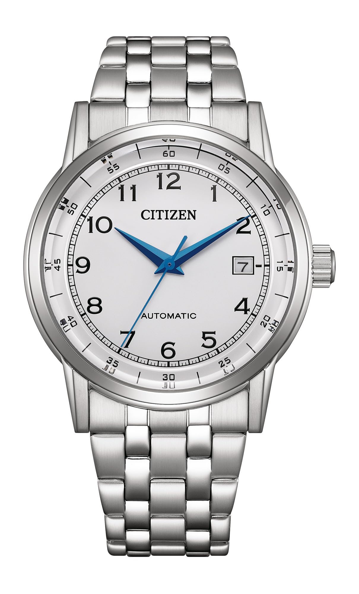 Citizen TSUYOSA Herrenuhr Edelstahl, Weiß, 40 mm, NJ0210-56A | Mechanisch | Handaufzug Nötig | Kristallglas | 5 bar Wasserdicht | 40 Stunden Gangreserve | Edelstahlband