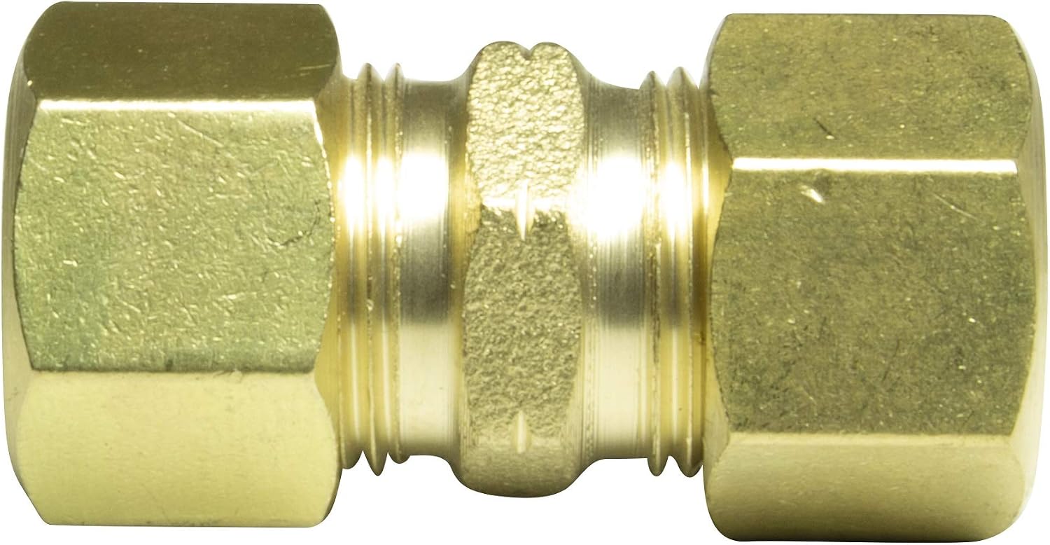 Brass Union Coupling 3/8" COMP x 3/8" COMP Leak Proof Easy Connect Union (5 Pack)
