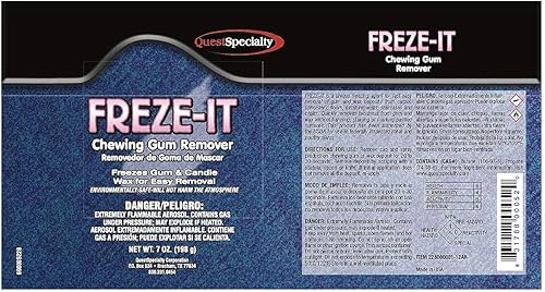 Miniatura 3 de Freze-It - Removedor de goma de mascar de 7 onzas en aerosol limpia cera de velas, masilla, residuos de gomita en alfombras, paredes, calzadas,