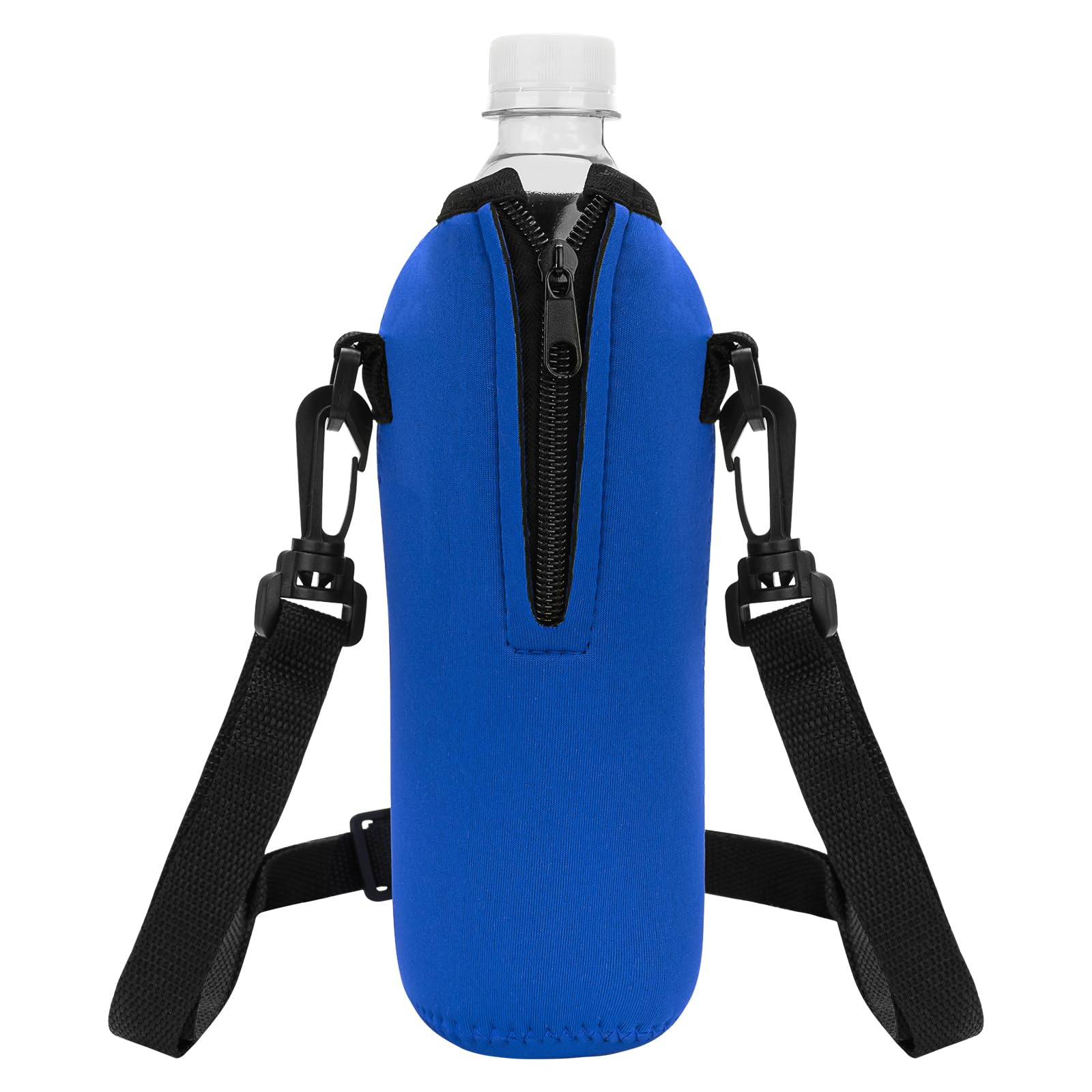 LinkideaDisposable Water Bottle Carrier with Strap Compatible with Smartwater 16.9/20Fl Oz, Insulated Neoprene Plastic Bottled Water Cover Holder with Clip for Backpack (Blue)