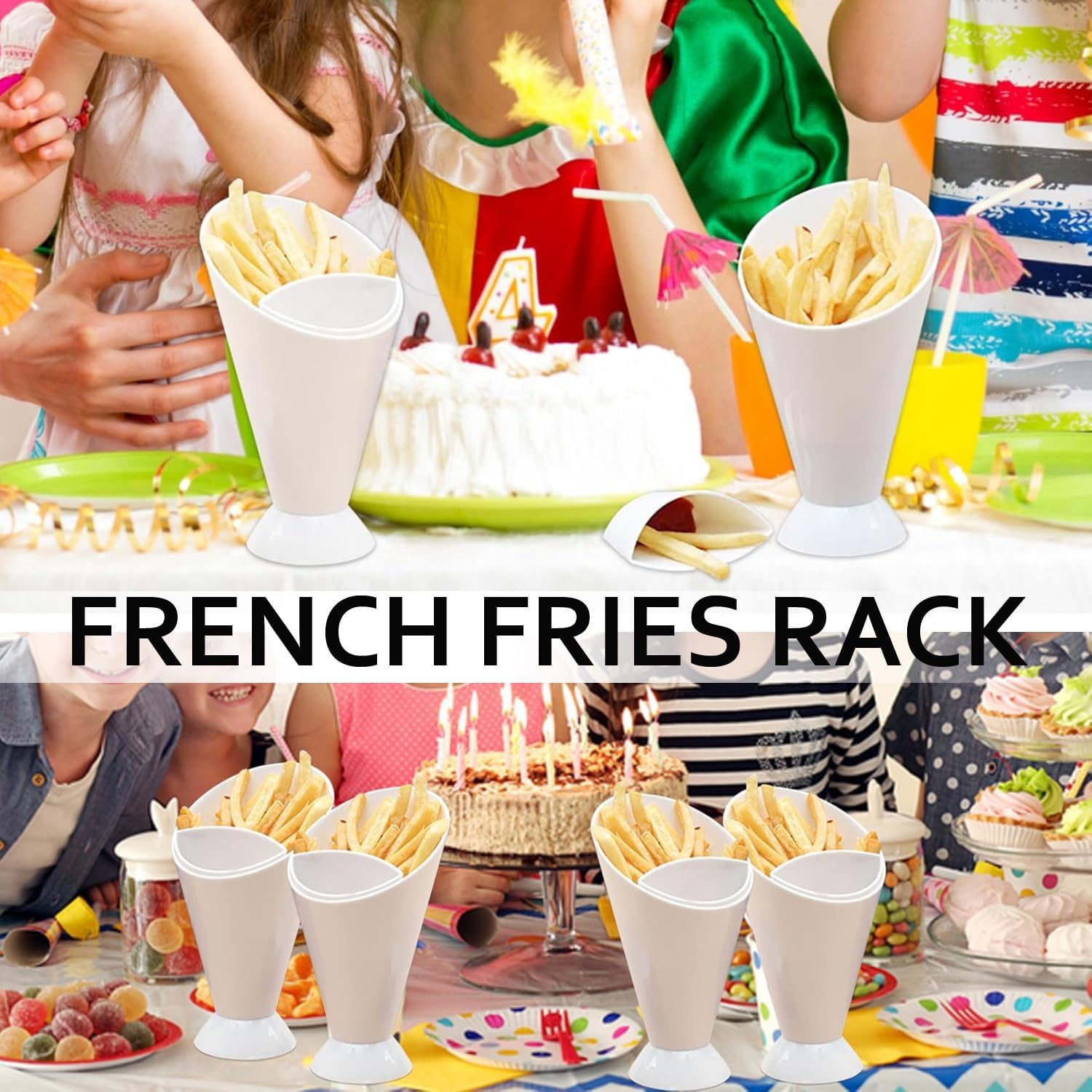 AKOAK 1 Pack French Fries Rack, Salad Cup with Dip, Hot French Fries Container, Perfect for Family/Hotel/Dessert Shop/Restaurant image 4