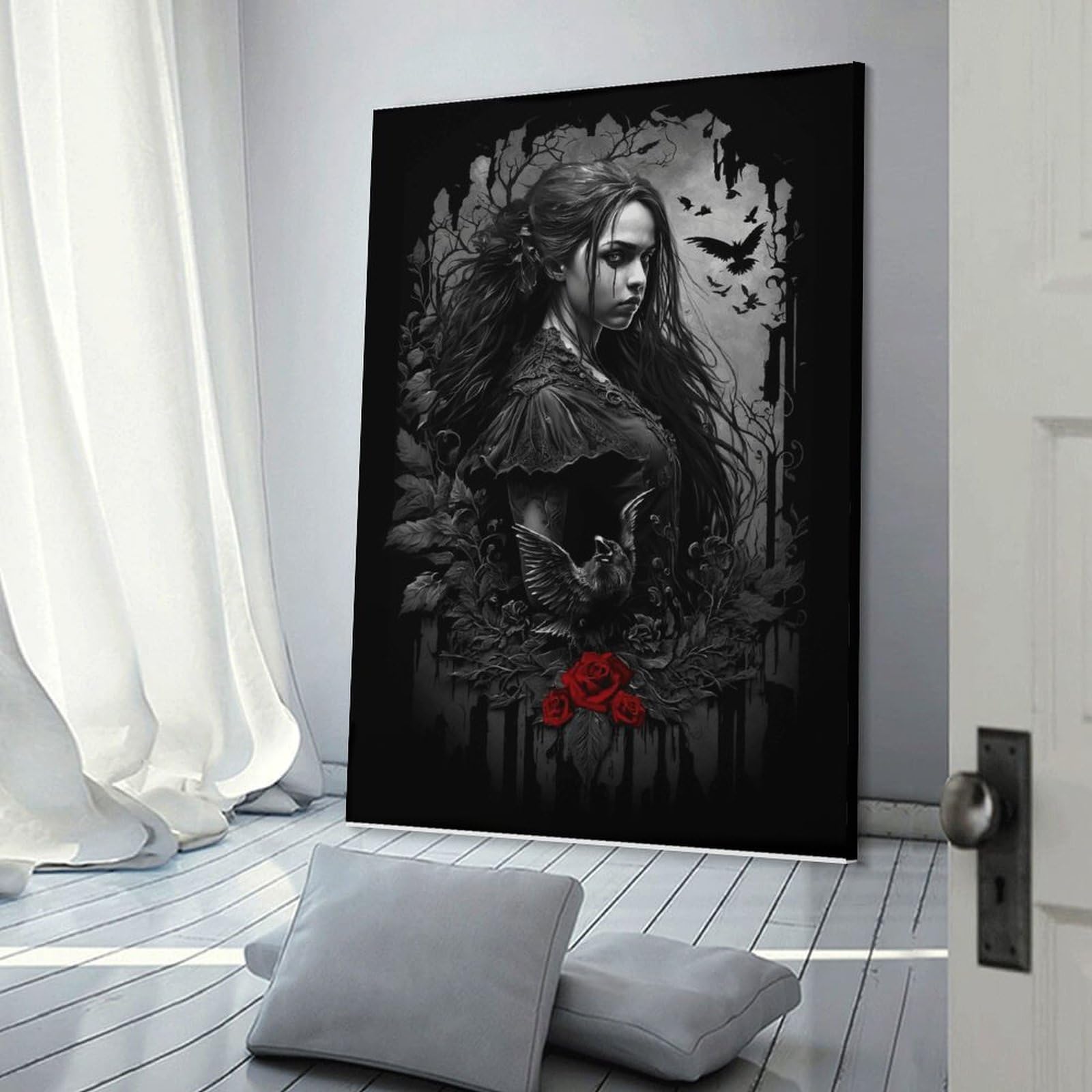Junmoney Frame-Style-19 Gothic Fantasy Art Print Decorative Canvas Print, 20X30inch(50X75cm), For Living Room, Bedroom Or Home Office, Canvas Artwork With Gifting Potential