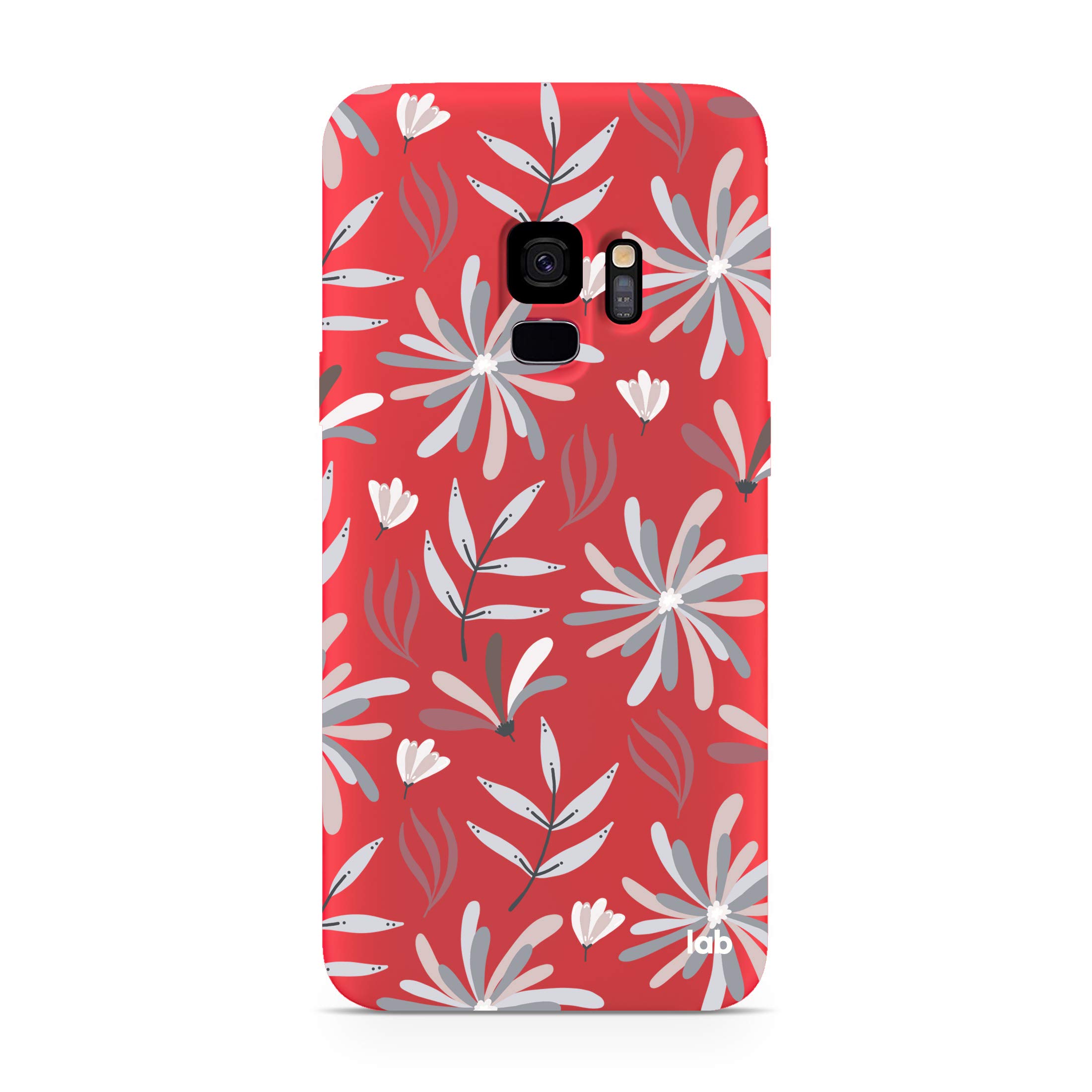 CasesLab Samsung S9 Kırmızı Silikon Telefon Kılıfı - Floating Flowers