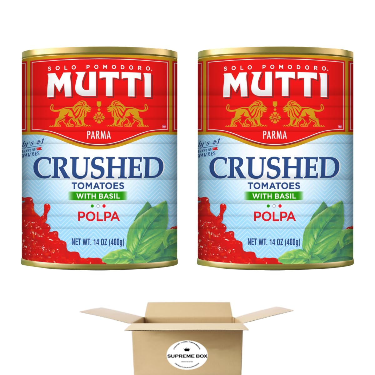 Mutti Crushed Tomatoes with Basil - 14 oz - Pack of 2 (28 oz in total)