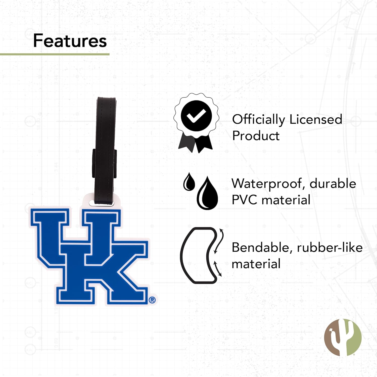 Desert Cactus University of Kentucky Luggage Tag – Official UK Wildcats Travel ID Tag for Suitcases, Bags, and Carry-Ons (Design A) - Image 5