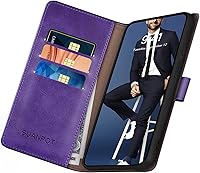 Vista 5 de SUANPOT - Funda tipo cartera para Samsung Galaxy S23 Ultra con bloqueo RFID, soporte para tarjetas de crédito, funda protectora de PU Leather