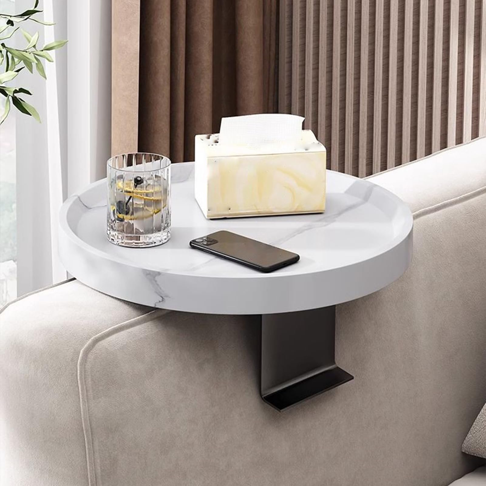 Bandeja Reposabrazos Sofá Organizador Portavasos Ajustable Clip Bebida Y